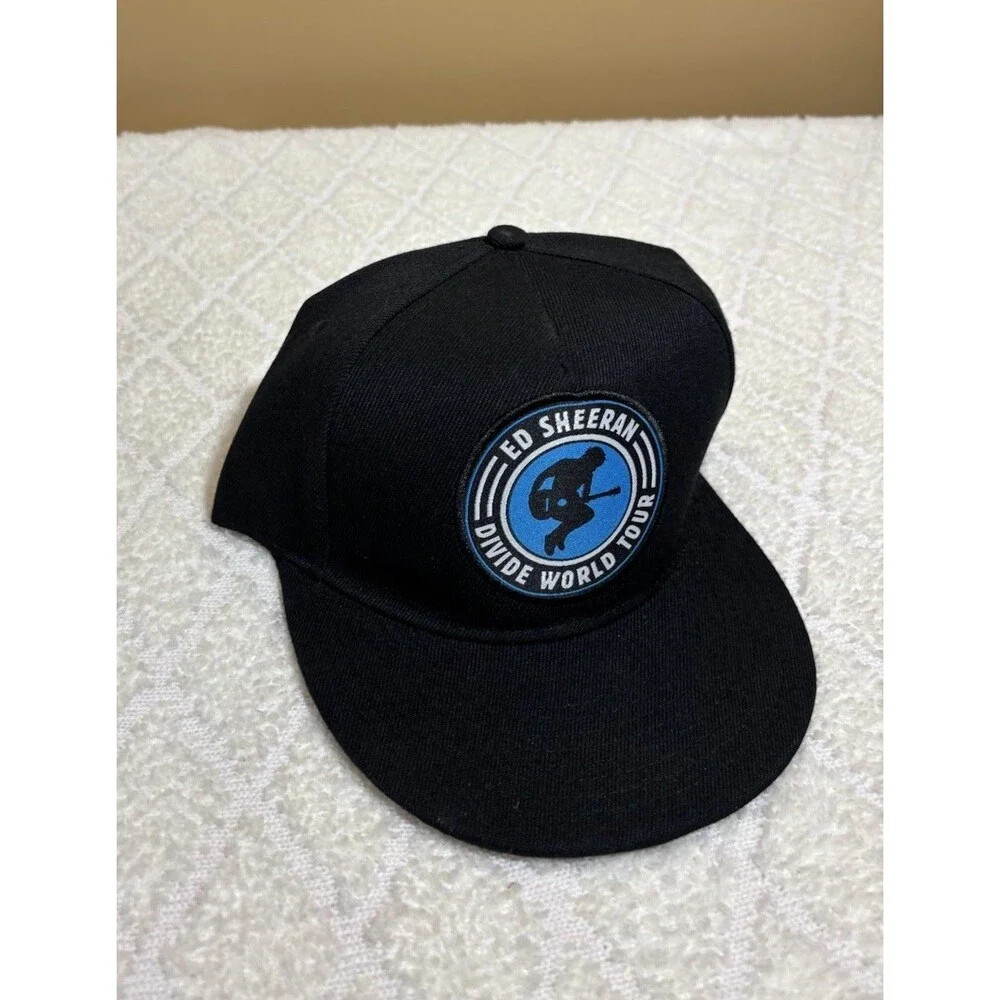 Ed Sheeran Divide World Tour Music Concert Embroidered Patch Black Snap Back Hat
